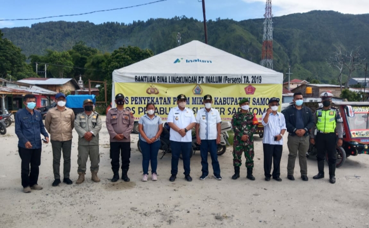 Bupati Samosir bersama Wakil Bupati Samosir Monitoring Pos Penyekatan PPKM MIKRO Kabupaten Samosir