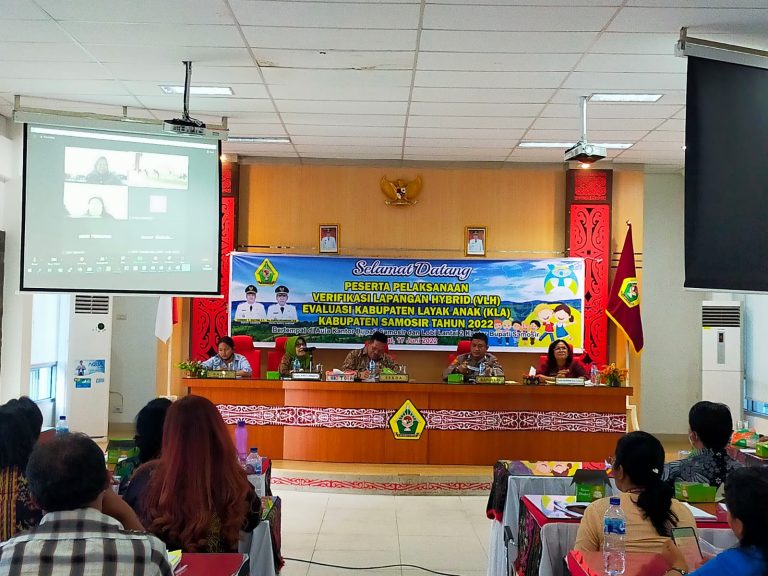 Pemkab Samosir Ikuti Penilaian Verifikasi Lapangan Hybrid (VLH) Evaluasi Kabupaten Layak Anak Tahun 2022