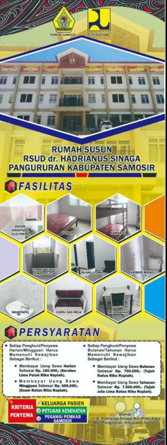 Telah Dibuka Rumah Susun Sewa RSUD dr. Hadrianus Sinaga Pangururan