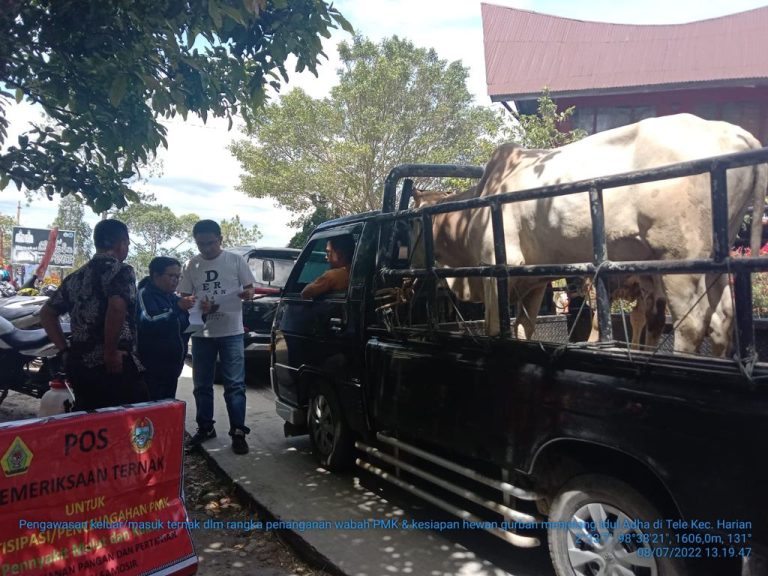 DINAS KETAHANAN PANGAN DAN PERTANIAN KABUPATEN SAMOSIR MELAKUKAN PENGETATAN PEMERIKSAAN LALU LINTAS TERNAK DAN SOSIALISASI KE PENGURUS MESJID DALAM RANGKA PENCEGAHAN PENYAKIT MULUT DAN KUKU (PMK) DI KABUPATEN SAMOSIR.
