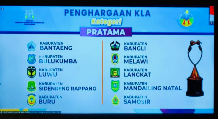 Kabupaten Samosir Terima Penghargaan Kabupaten Layak Anak Tingkat Pratama