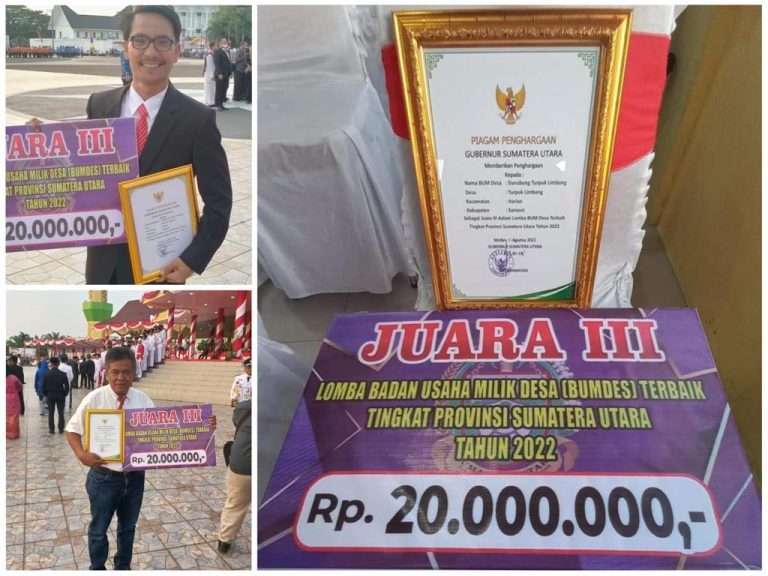 BUMDes Siarubung Kecamatan Harian berhasil meraih peringkat 3 dalam LOMBA BUM Desa Terbaik Tingkat Propinsi Sumatera Utara