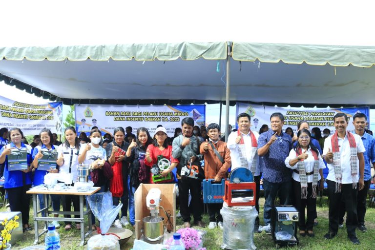 Bupati Samosir Serahkan Bantuan Peralatan Bagi Pelaku UMKM, Peserta Pelatihan Kompetensi dan Pedagang Pasar.
