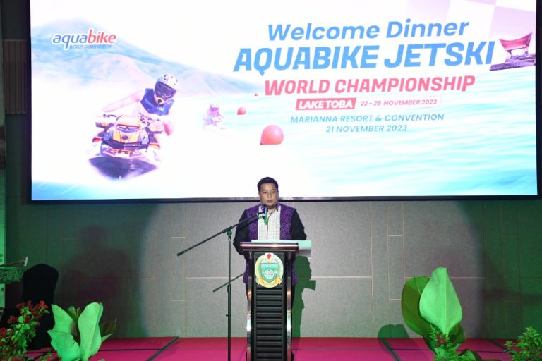 Welcome Dinner Aquabike Jetski World Championship 2023, Bupati Samosir Harapkan Peserta Mendapatkan Pengalaman yang Menakjubkan di Samosir.