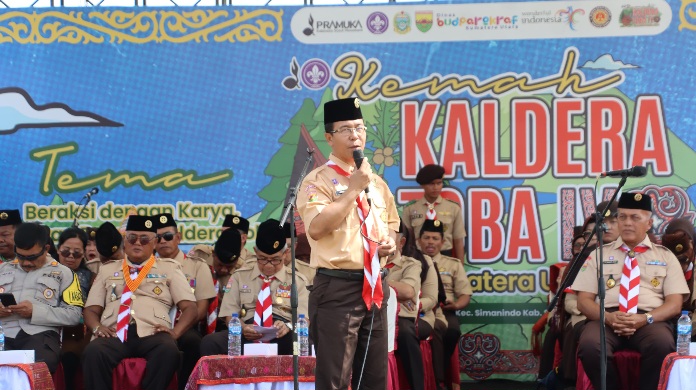 Kemah Kaldera Toba IV Tahun 2024 Kwartir Daerah Gerakan Pramuka Sumut Digelar di Tandarabun, Samosir.