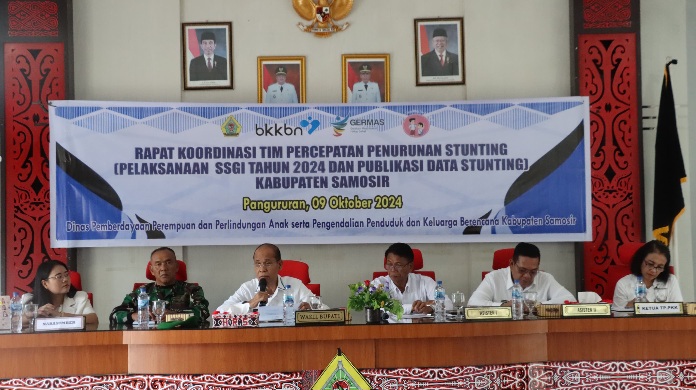 Pimpin Rakor TPPS, Plt. Bupati Samosir Harapkan Koordinasi Lintas OPD Berjalan Baik Dalam Menurunkan Angka Stunting.