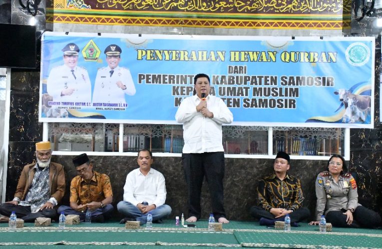 Bupati Samosir Serahkan Hewan Qurban Bantuan Presiden dan Pemkab, Perkuat Toleransi dan Kepedulian Sosial