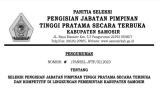 PENGUMUMAN SELEKSI TERBUKA JABATAN PIMPINAN TINGGI PRATAMA DI LINGKUNGAN PEMERINTAH KABUPATEN SAMOSIR